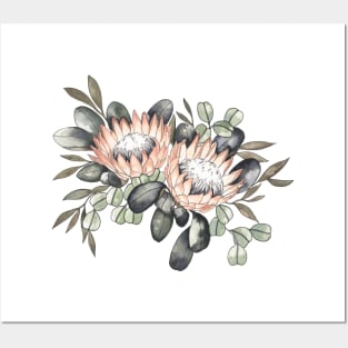 Bouquet - Protea Eucalyptus Posters and Art